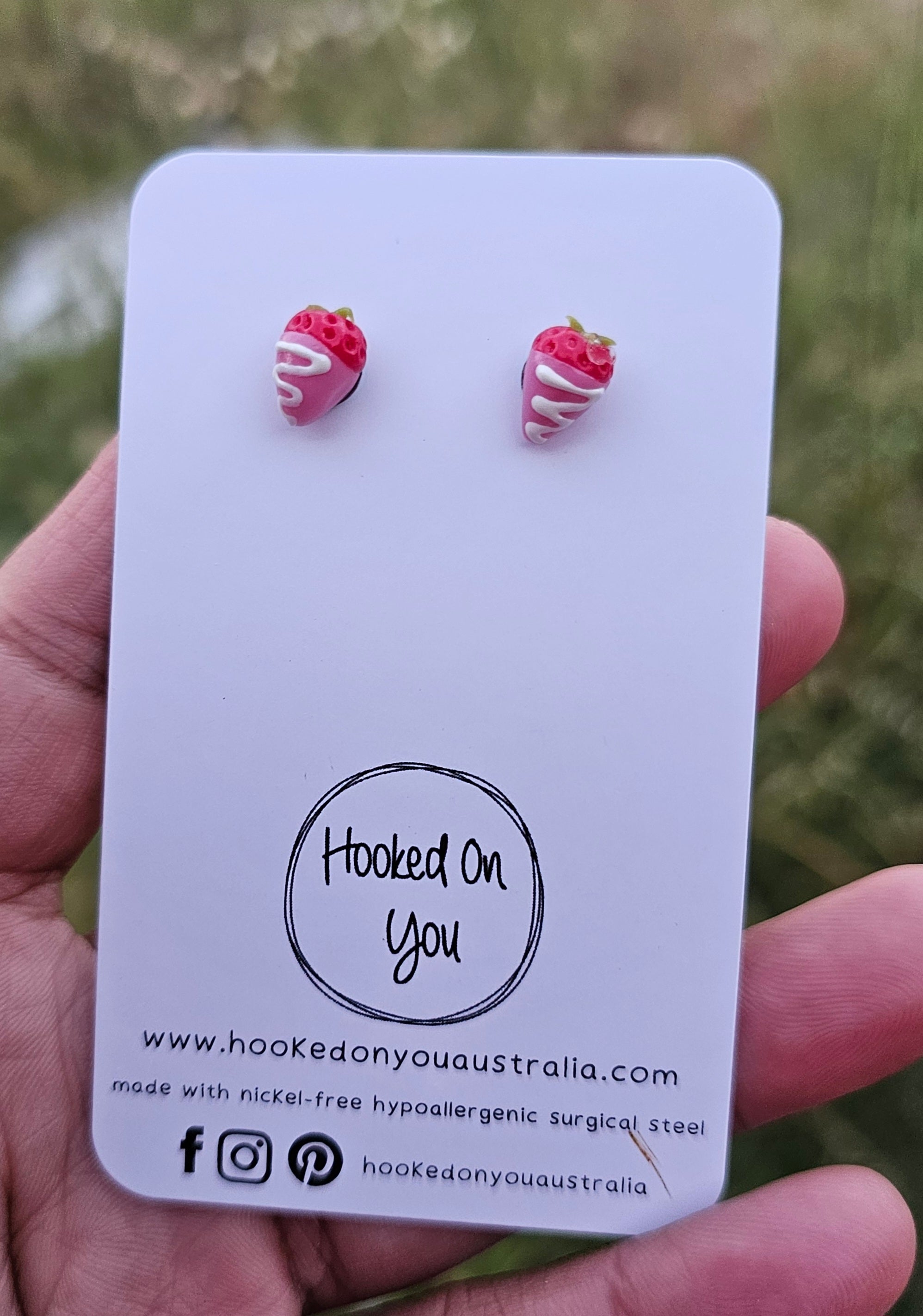 Chocolate Dipped Strawberry Earrings Minis