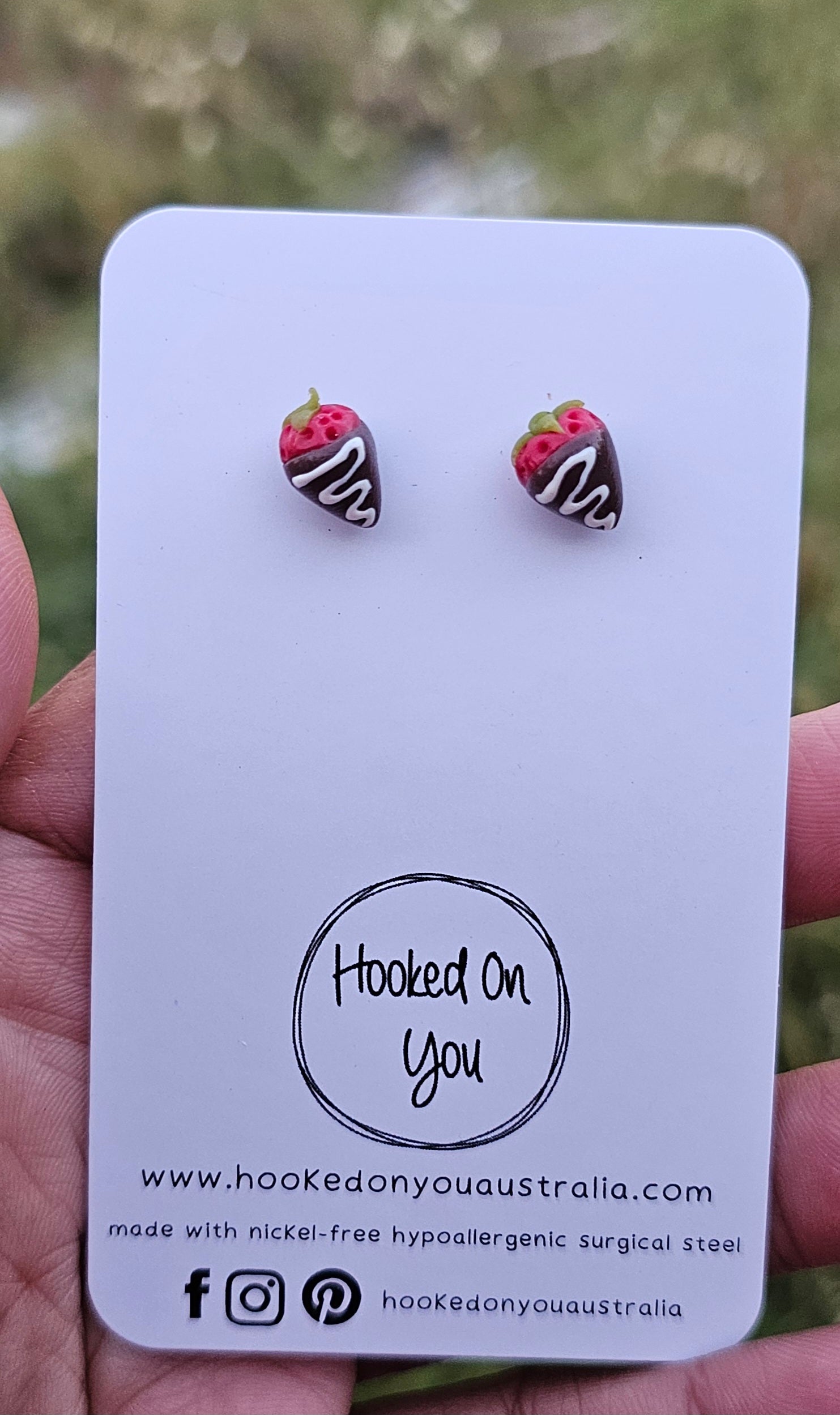 Chocolate Dipped Strawberry Earrings Minis