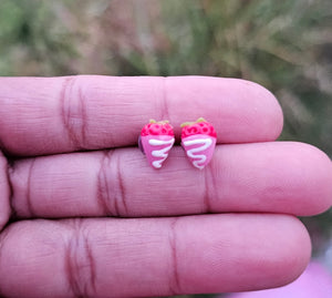 Chocolate Dipped Strawberry Earrings Minis